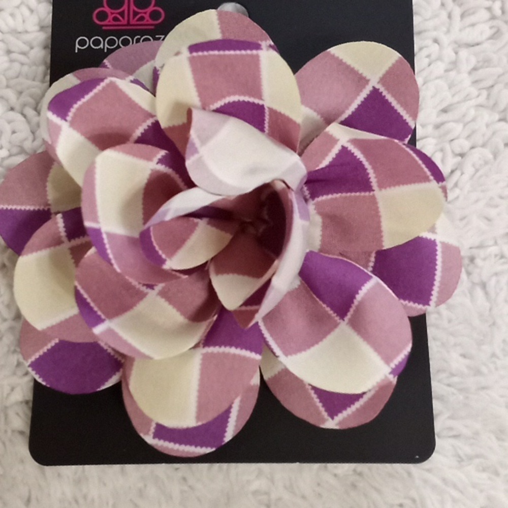 Gingham Garden Purple Hair Clip